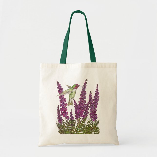 Bolsa Tote O Hummingbird e o Foxglove de Anna (Frente)