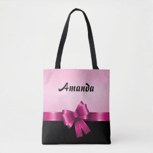 Bolsa Tote O INCLINAÇÃO COR-DE-ROSA preto personalizado
