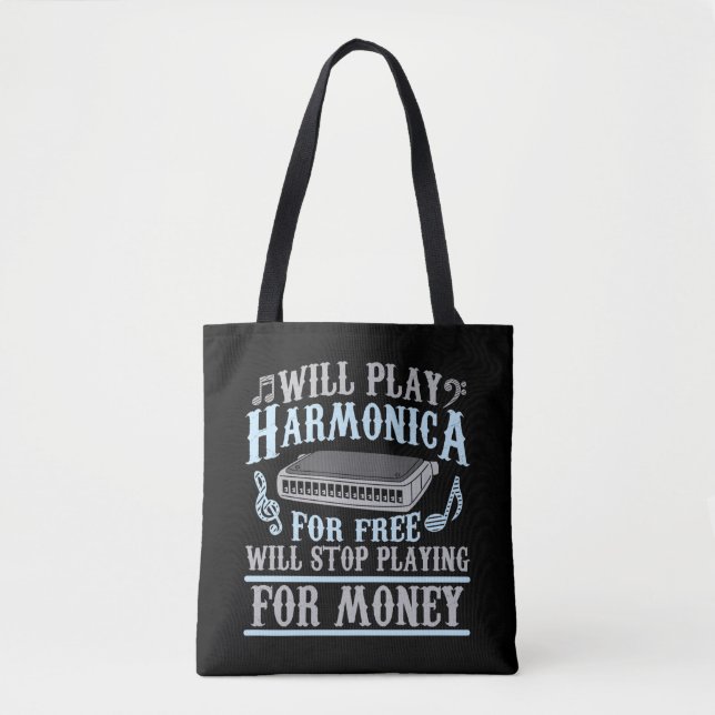 Bolsa Tote O Jogador da Harmonica Blues Music Lover (Frente)