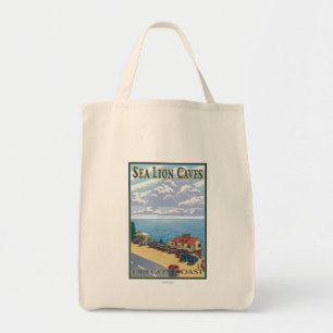 Bolsa Tote O leão de OregonSea cava o poster das viagens