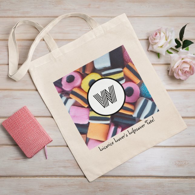 Bolsa Tote O Licorice Retroativo Permite Monograma com Texto  (Add monogram initial and your own text to personalize)