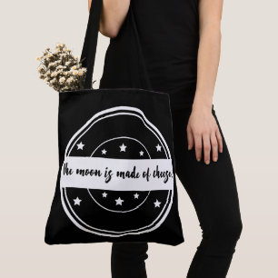 Bolsa Tote O Luar É Feito de Queijo Design de Citação Diverti