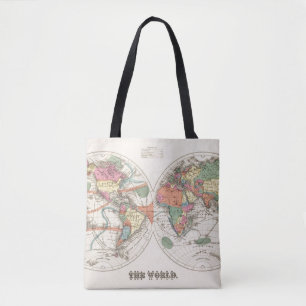 Bolsa Tote O mapa do atlas de mundo com correntes e ventos de