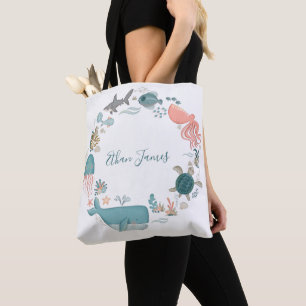 Bolsa Tote O Mar Cóteo Cria Fralda Personalizada Por Aquarel