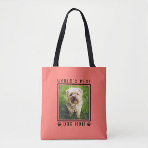 Bolsa Tote O melhor cão do mundo, mamãe Paw, imprime fotos de