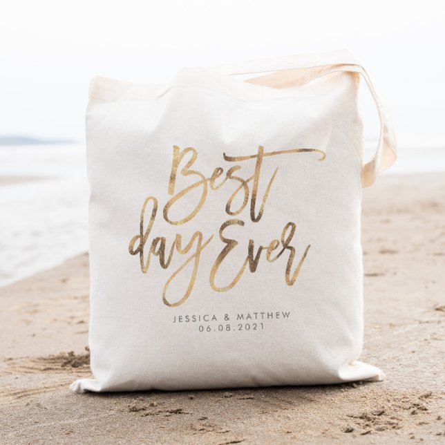 Bolsa Tote O melhor dia de casamento personalizado (Criador carregado)