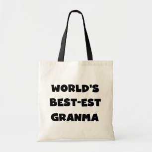 Bolsa Tote O Melhor-est Granma do mundo preto e branco