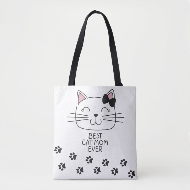 Bolsa Tote O melhor gato branco que a mãe já teve gatinho de  (Frente)