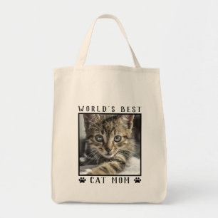 Bolsa Tote O melhor gato do mundo, mamãe Black Paw, imprime