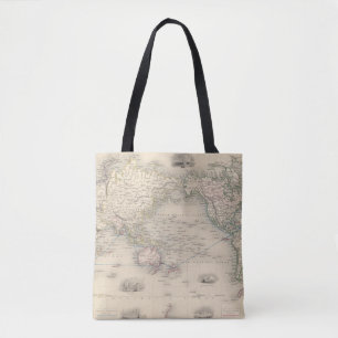Bolsa Tote O mundo na projeção de Mercator