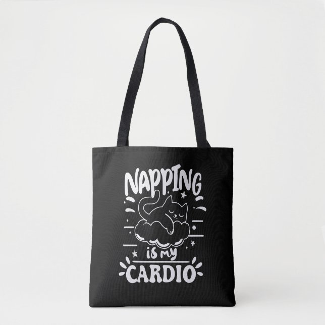 Bolsa Tote O Napping É O Meu Cardio Simples Design De Gato En (Frente)