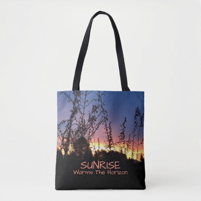Bolsa Tote O nascer do sol incandesce entre silhuetas do (Frente)