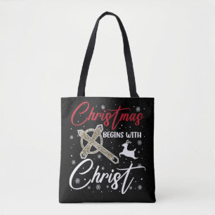 Bolsa Tote O Natal Começa Com Cristo Xmas Cristão