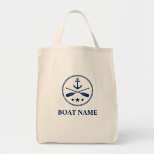 Bolsa Tote O nome do seu barco Anchor e Oars Grocería eco-co