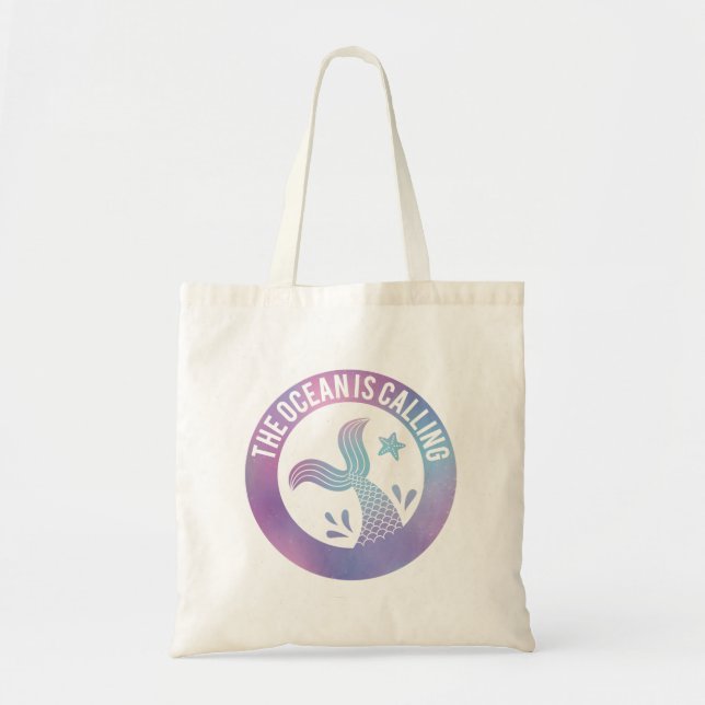 Bolsa Tote O Oceano Está Chamando Cauda de Sereia Galáxia (Frente)