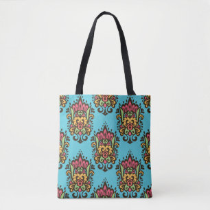 Bolsa Tote O padrão perfeito da flor Damask de luxo. Floral