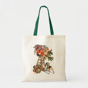 Bolsa Tote O papai noel levanta uma escada