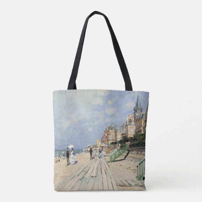 Bolsa Tote O passeio em Trouville por Claude Monet (Verso)