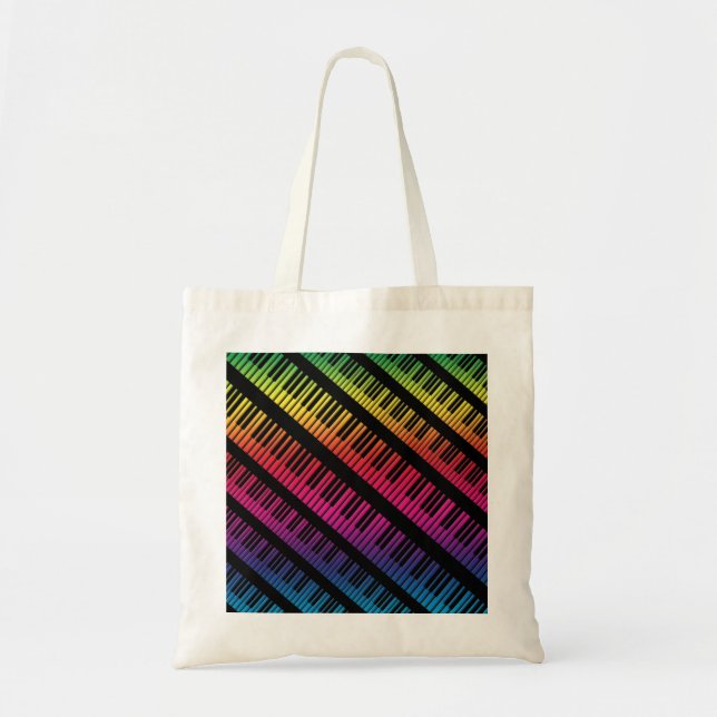 Bolsa Tote O piano fecha o arco-íris da cor (Frente)