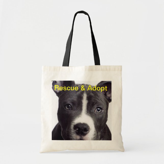 Bolsa Tote O pitbull, salvamento & adota (Frente)