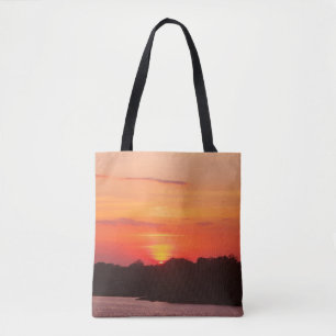 Bolsa Tote O pôr do sol do rio Savannah por toda a mala