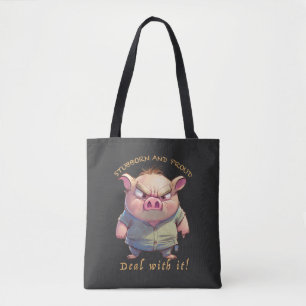 Bolsa Tote O Porco Stubborn Lida Com Ele Engraçado Adorável