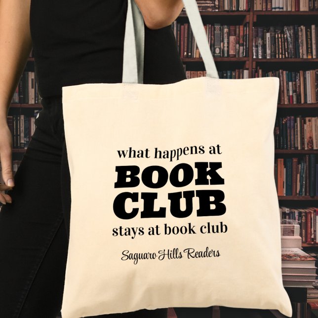 Bolsa Tote O que acontece no Livro do nome do clube Lendo liv (personalized what happens at book club stays at book club reading library bookish lovers tote bags)