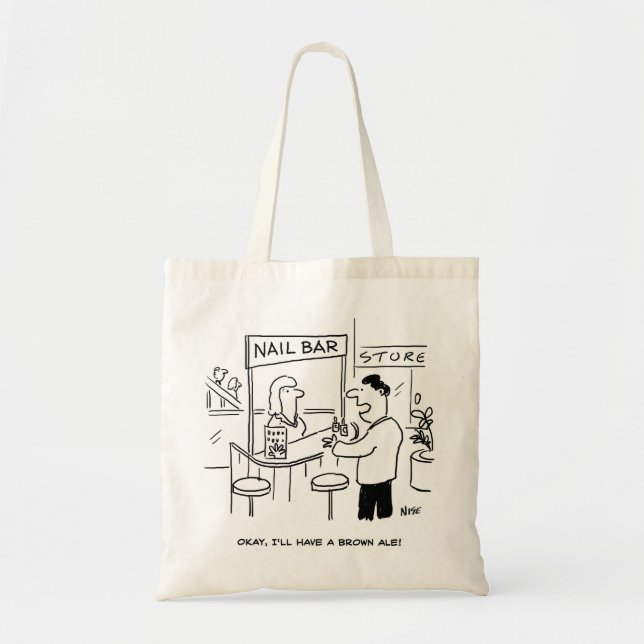 Bolsa Tote O que beber num Bar de unhas. Funny Bag (Frente)