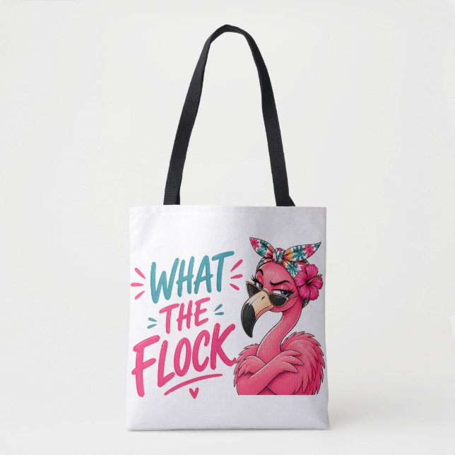 Bolsa Tote O Que é a Manada - Óculos de Sol Flamingo Rosa Tro (Frente)