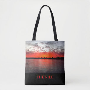 Bolsa Tote O rio Nilo, pôr do sol dramático.