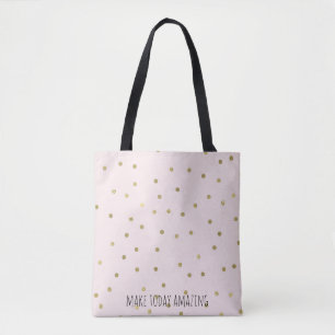 Bolsa Tote O rosa cora os confetes Dourados da faísca