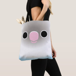 Bolsa Tote O rosto de um Agapornis roseicollis azul Pastel
