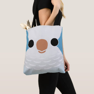 Bolsa Tote O rosto de um papagaio Monk Azul