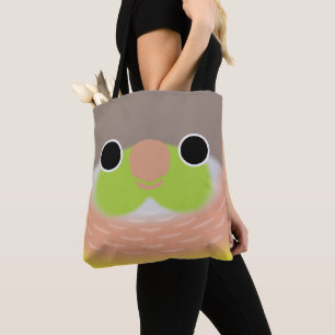 Bolsa Tote O rosto de um periquito de bochecha verde abacaxi
