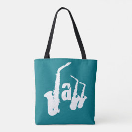 Bolsa Tote O saxofone branco do jazz escolhe seu saco do