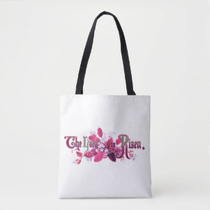 Bolsa Tote O Senhor Ressuscitou Arte Vintage de Páscoa Rosa M