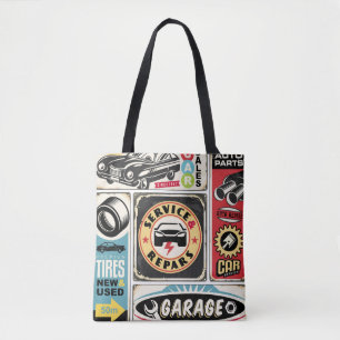 Bolsa Tote O serviço de carro e o retro de reparo assina a co