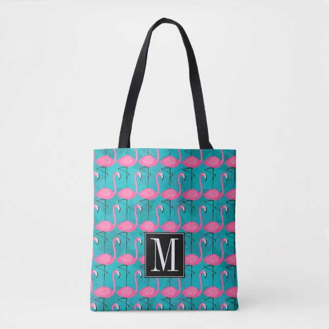 Bolsa Tote O teste padrão brilhante | do flamingo adiciona (Frente)