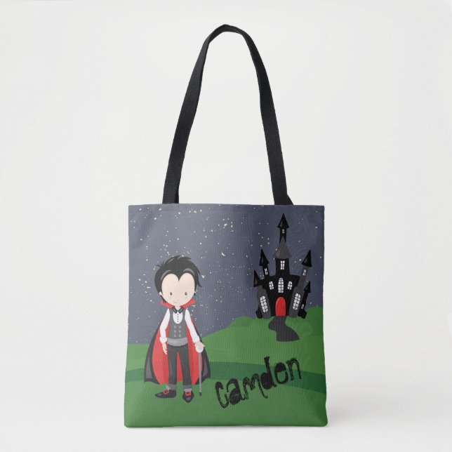 Bolsa Tote O Vampiro Garoto de Halloween Personalizado (Frente)