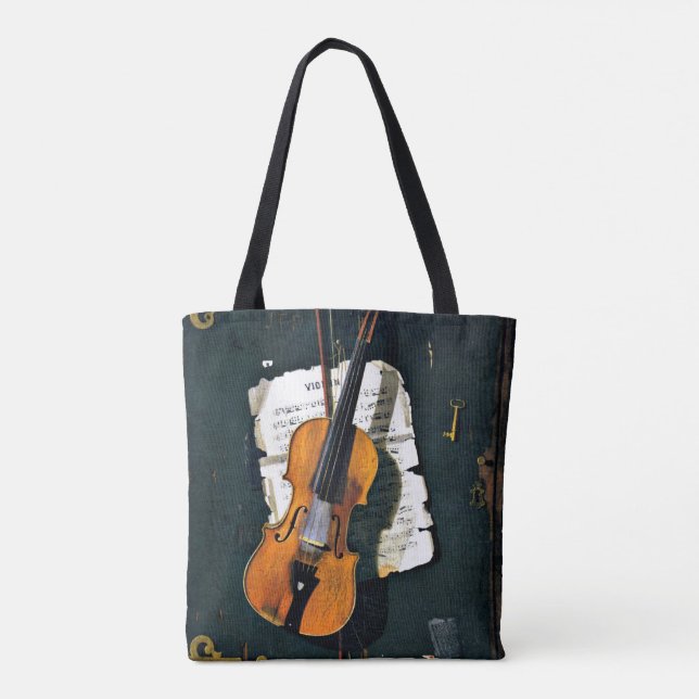 Bolsa Tote O Velho Violino, pintura de arte (Verso)