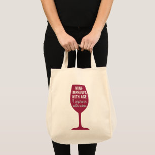 Bolsa Tote O vinho engraçado do provérbio melhora com idade