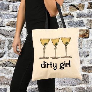 Bolsa Tote O vintage bebe bebidas, cocktail da azeitona de