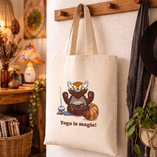 Bolsa Tote O Yoga do Panda Vermelho é Mágico! Arte de Meditaç