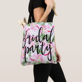 Bolsa Tote Oásis Botânico Tropical Rosa Verde Festa de Noiva
