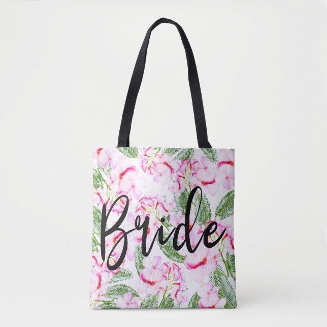 Bolsa Tote Oásis Botânico Tropical Verde Rosa NOIVA SRA. (Frente)