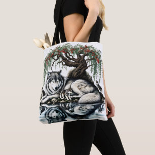 Bolsa Tote Oásis da Família Serene Wolf em Natureza Idílica