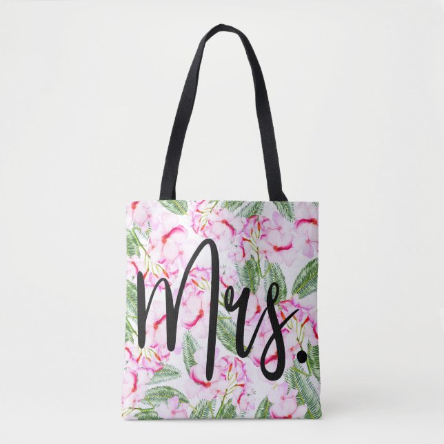 Bolsa Tote Oásis Tropical Botânico Rosa Verde NOIVA / SRA. (Frente)