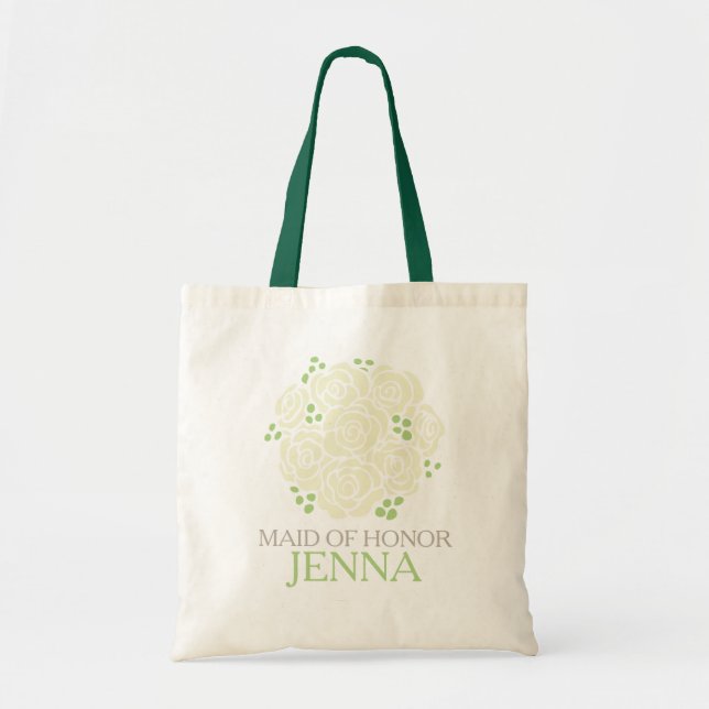 Bolsa Tote Obrigado branco verde, seu casamento Madrinha de c (Frente)