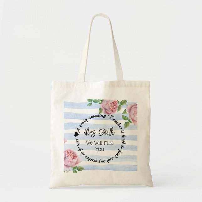 Bolsa Tote Obrigado cor-de-rosa dos rosas do berçário você (Frente)