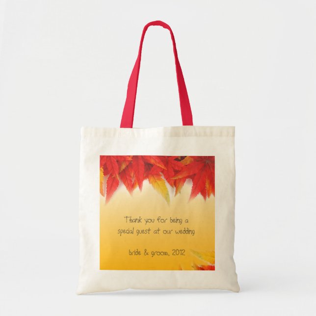 Bolsa Tote obrigado de folhas vermelhas (Frente)